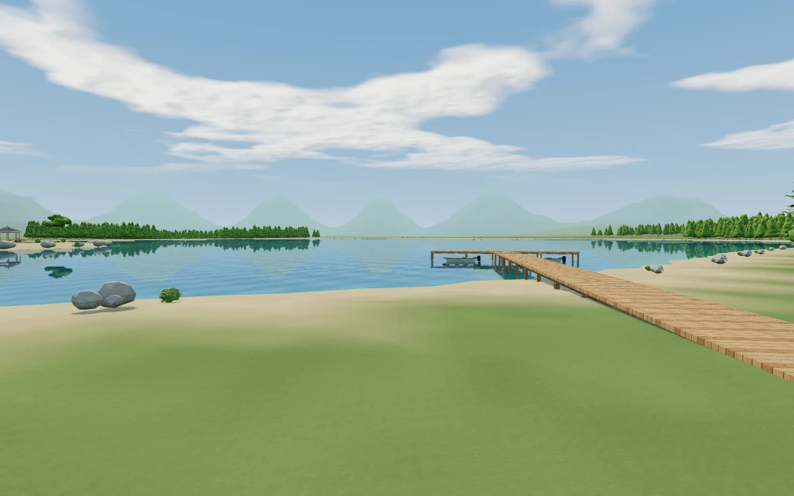The timber pier at Lake Alder in Land
