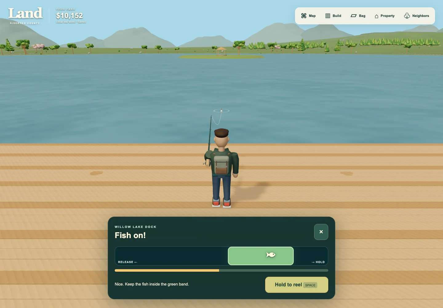FISHING gameplay in Land